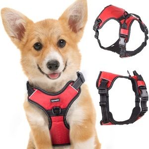 Adjustable Reflective Dog Harness Red Sizes L
